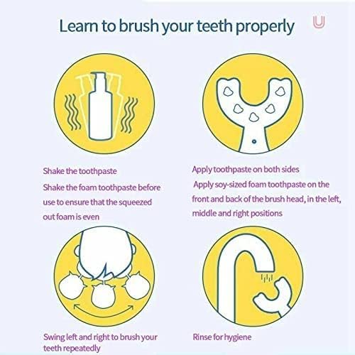 Meqtpomy Kids Electric Toothbrush – 360 U-Shaped Sonic Toothbrush for 2-7 Years Old (Blue) – Waterproof, Battery Powered + 2 Replacement Heads