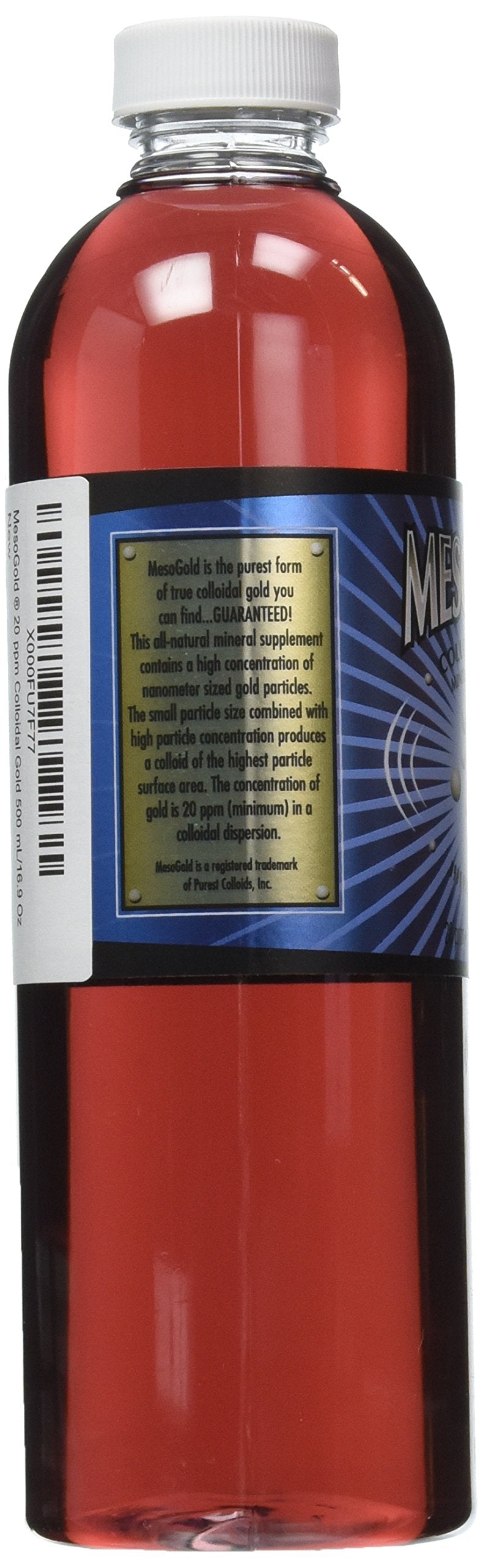 Purest Colloids MesoGold 20 ppm Colloidal Gold 500 mL | High Bioavailability Nanoparticles