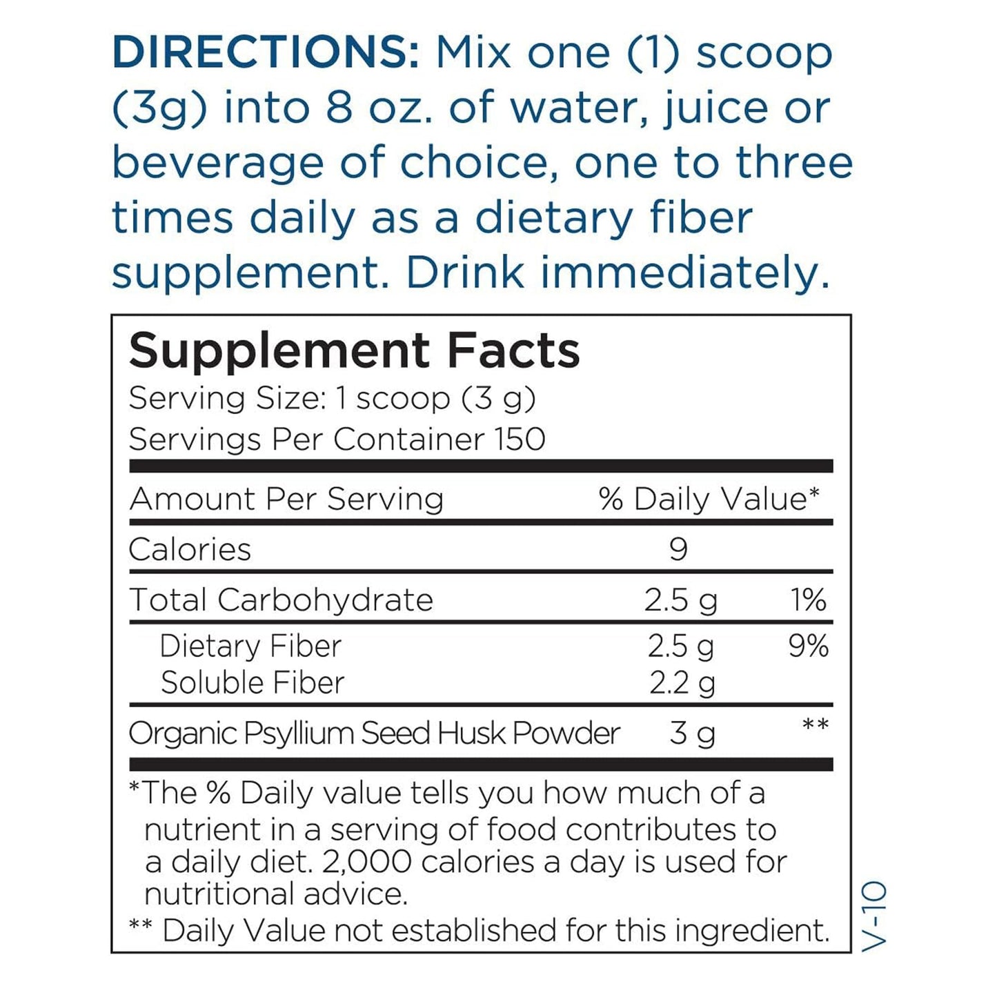 Metabolic Maintenance Organic Psyllium Husk Powder - Unflavored, 1 lb | Daily Fiber & Digestion Support