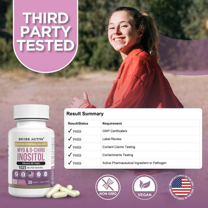 Swiss Activa+ Labs Myo Inositol & D-Chiro Inositol Supplement – Hormone Balance for Women & PCOS (60 Days)