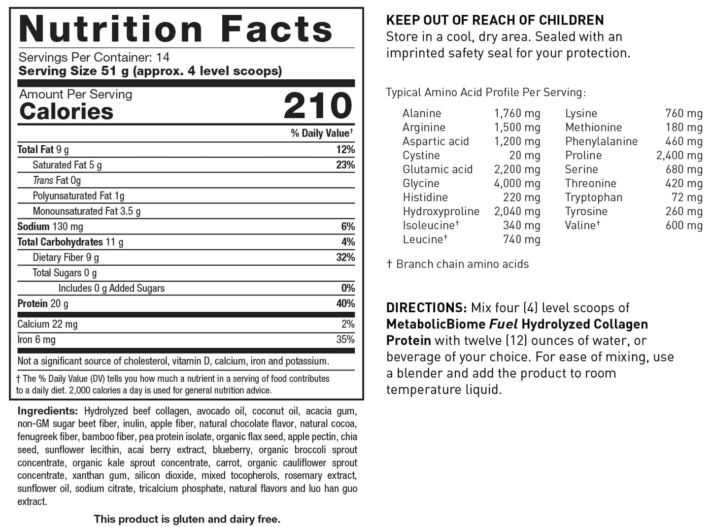 MetabolicBiome Fuel: Hydrolyzed Collagen Protein, Chocolate – 14 Servings