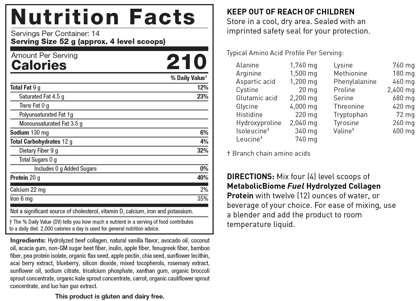 MetabolicBiome Fuel Vanilla Hydrolyzed Collagen Protein – 20g Protein