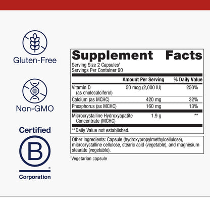 Metagenics Bone Builder Plus – High-Absorption MCHC Bone Health Formula with 2000 IU Vitamin D, Non-GMO, Gluten-Free, 180 Capsules