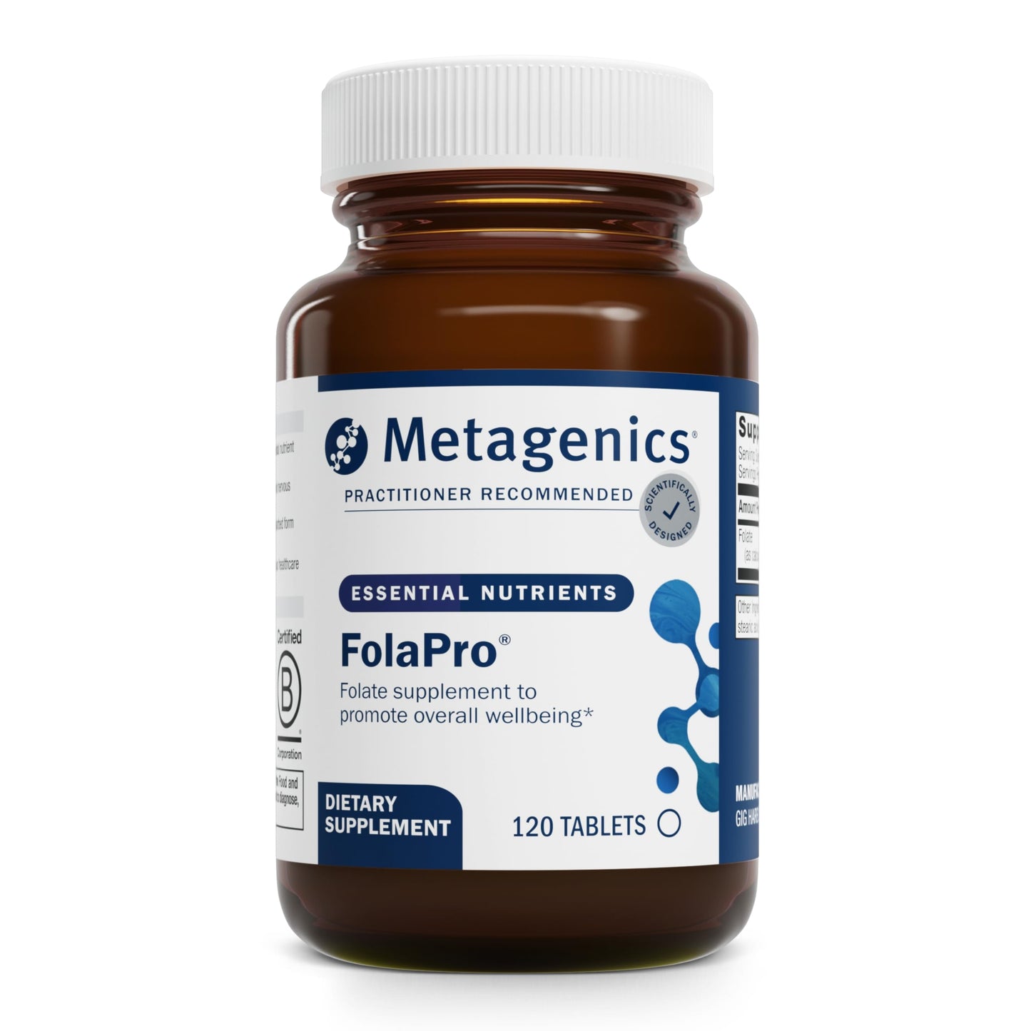 Metagenics FolaPro – L-5-MTHF Folate 1,330 mcg DFE | Supports Methylation, Homocysteine Metabolism & Cellular Health - Non-GMO, Gluten-Free, Vegetarian - 120 Tablets