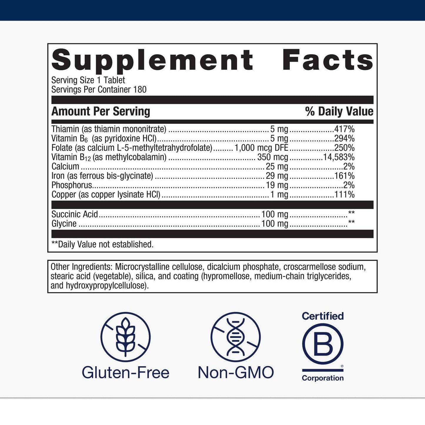 Metagenics Hemagenics Iron Supplement with B6, B12 & Folate – Non-GMO, Gluten-Free, Vegetarian (180 Tablets)