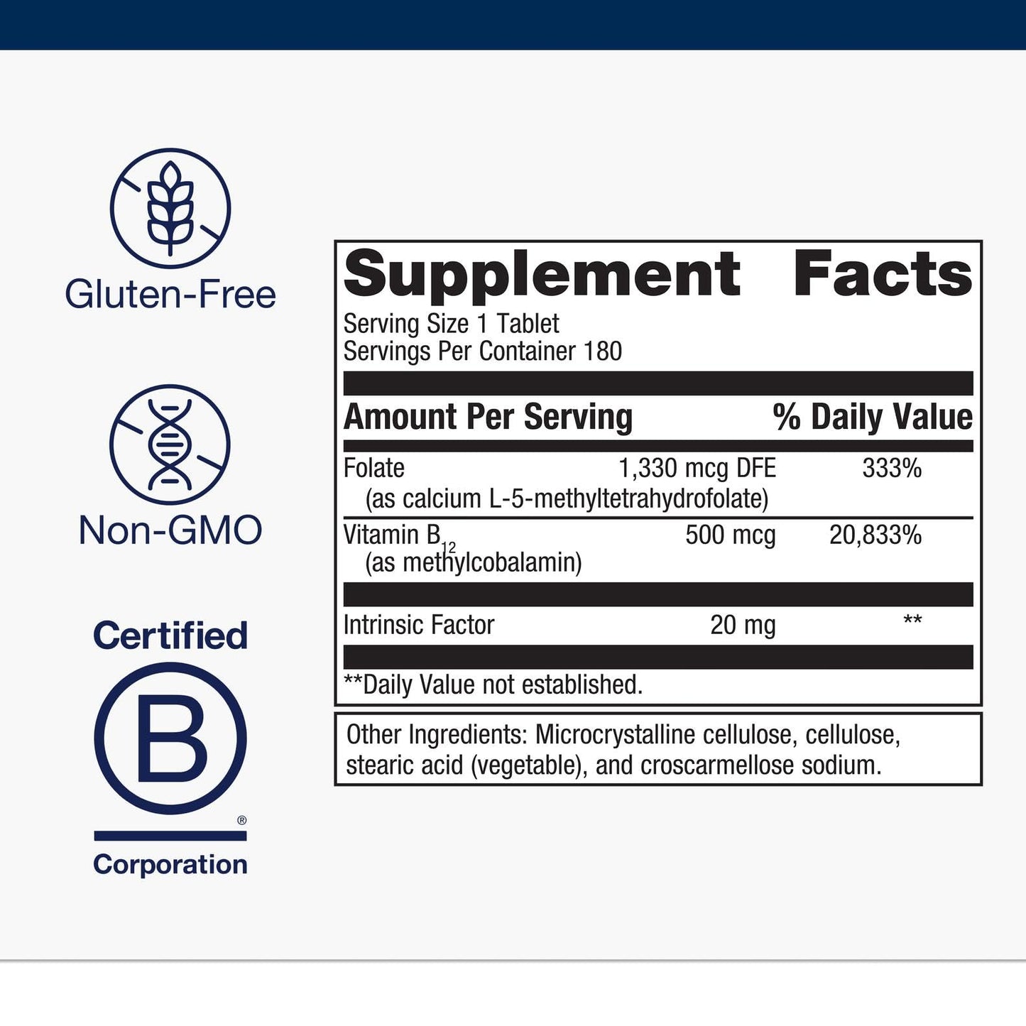Metagenics Intrinsi B12-Folate with Methylcobalamin & L-5-MTHF – Intrinsic Factor, 180 Tablets