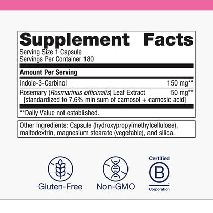 Metagenics Meta Indole-3-Carbinol Supplement - Estrogen Balance, Antioxidant & Liver Support | Non-GMO, Gluten-Free, Vegan | GMP-Certified Facility - 180 Capsules