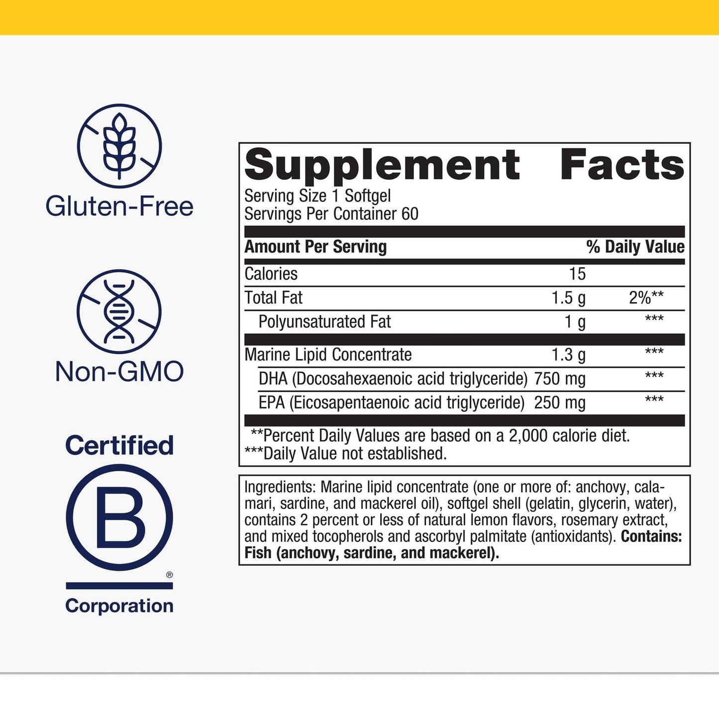 Metagenics OmegaGenics Fish Oil Neuro - 1000 mg Omega-3 (750 DHA / 250 EPA) | Non-GMO, Gluten-Free | 60 Softgels