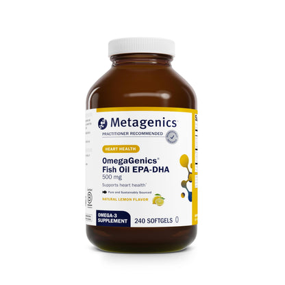 Metagenics OmegaGenics EPA-DHA 500 – High Potency Omega-3, Non-GMO, Gluten-Free, 240 Softgels