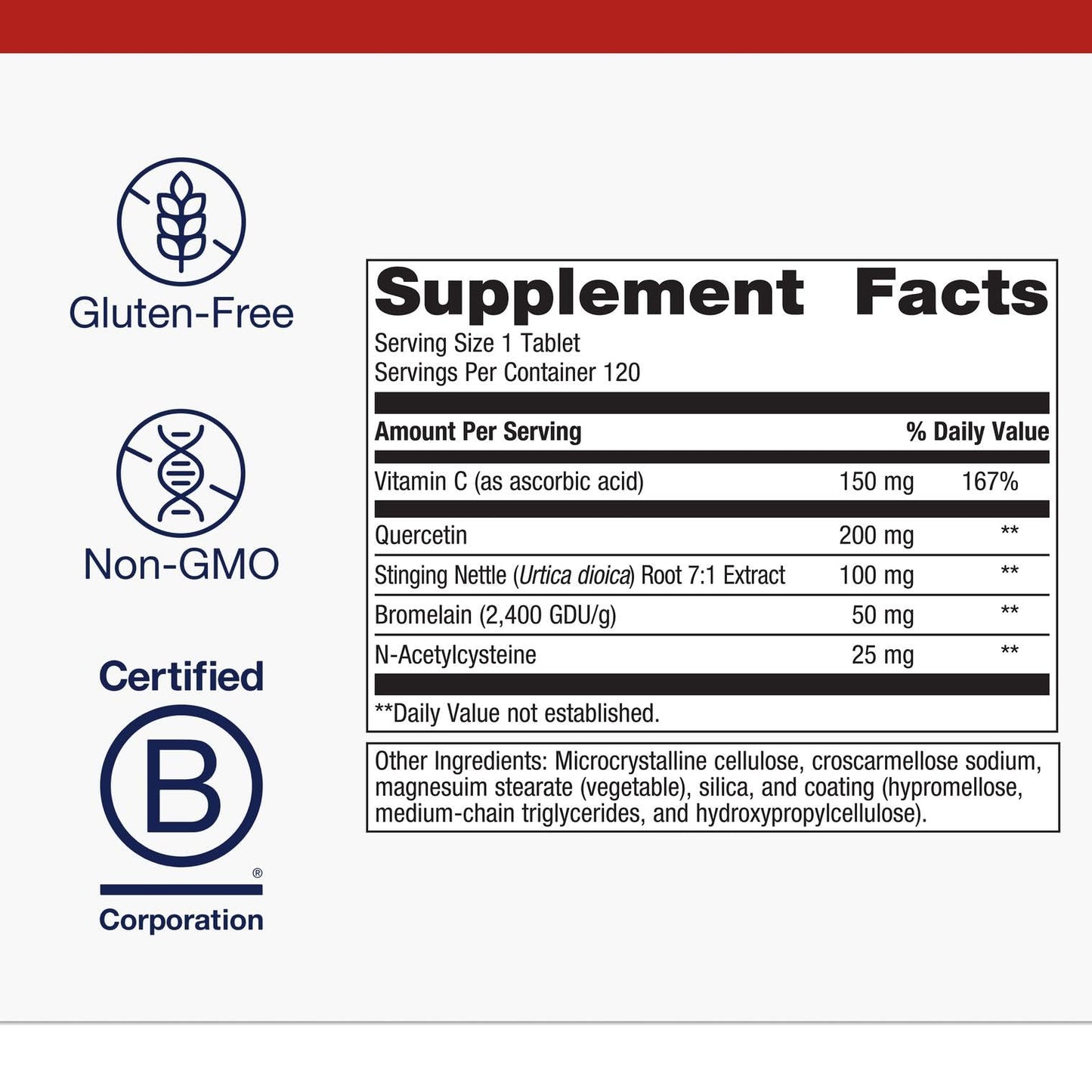 Metagenics Sinuplex - Respiratory & Immune Support with Vitamin C (150 mg), Quercetin & NAC | Non-GMO, Gluten-Free - 120 Tablets