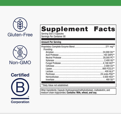 Metagenics SpectraZyme Enzyme Complex – Plant-Based Digestive Enzymes (Gluten-Free, Vegan) – 180 Capsules