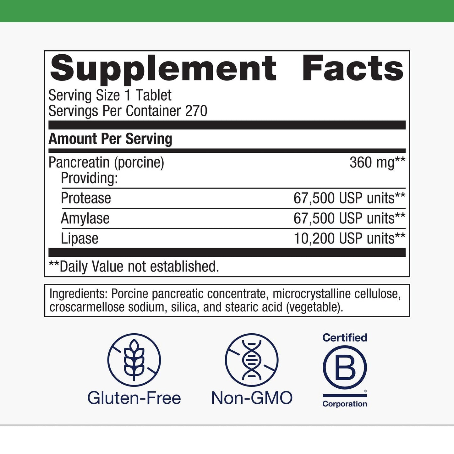 Metagenics SpectraZyme Pancreatic Enzymes — Digestive Enzyme Complex, Non-GMO, Gluten-Free, 270 Tablets