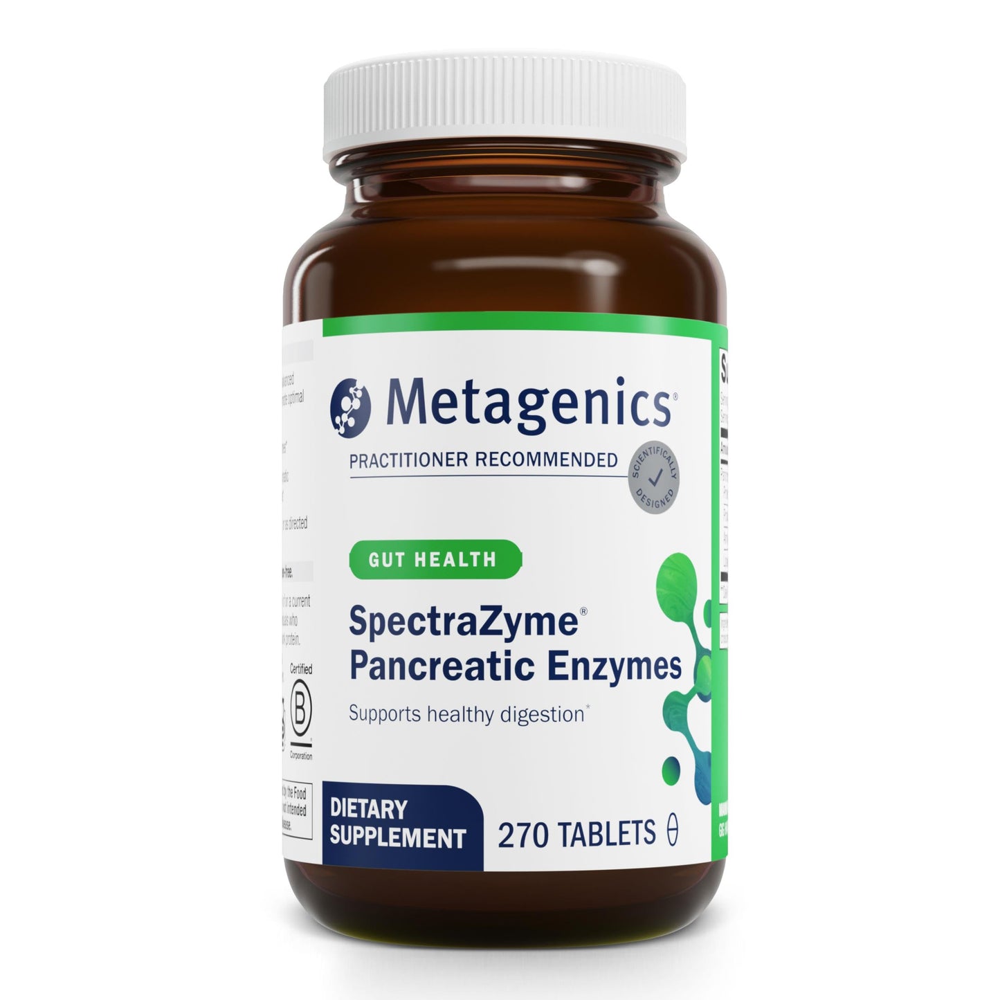 Metagenics SpectraZyme Pancreatic Enzymes — Digestive Enzyme Complex, Non-GMO, Gluten-Free, 270 Tablets