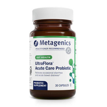 Metagenics UltraFlora Acute Care Probiotic Supplement — Rapid Digestive Comfort, Non-GMO, 30 Capsules