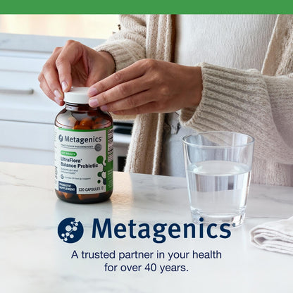 Metagenics UltraFlora Balance Probiotic - Shelf-Stable 15B CFU, 120 Capsules