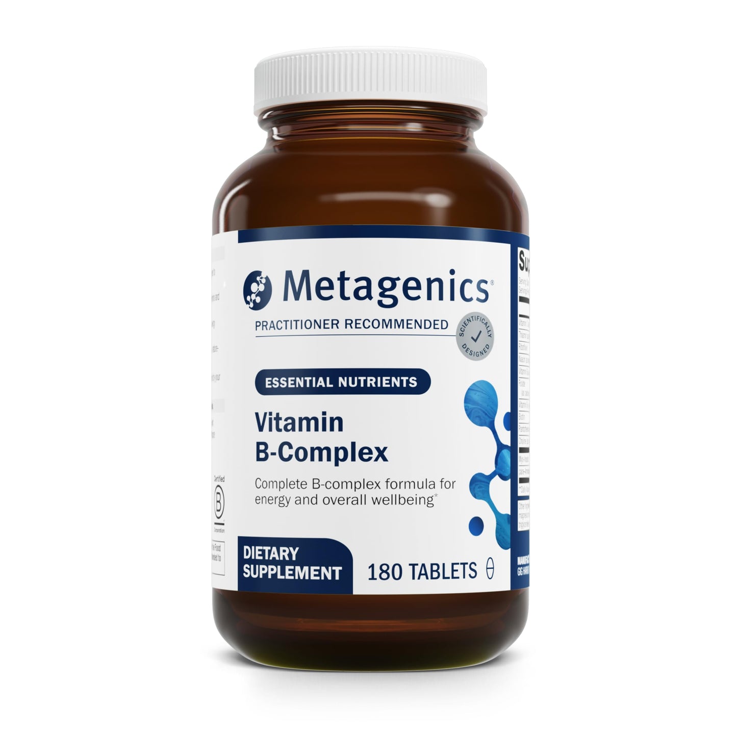 Metagenics Vitamin B-Complex with Active B6 & B12, Folate | Energy Support, Stress & Nervous System Health | Vegetarian & Gluten-Free | 180 Tablets