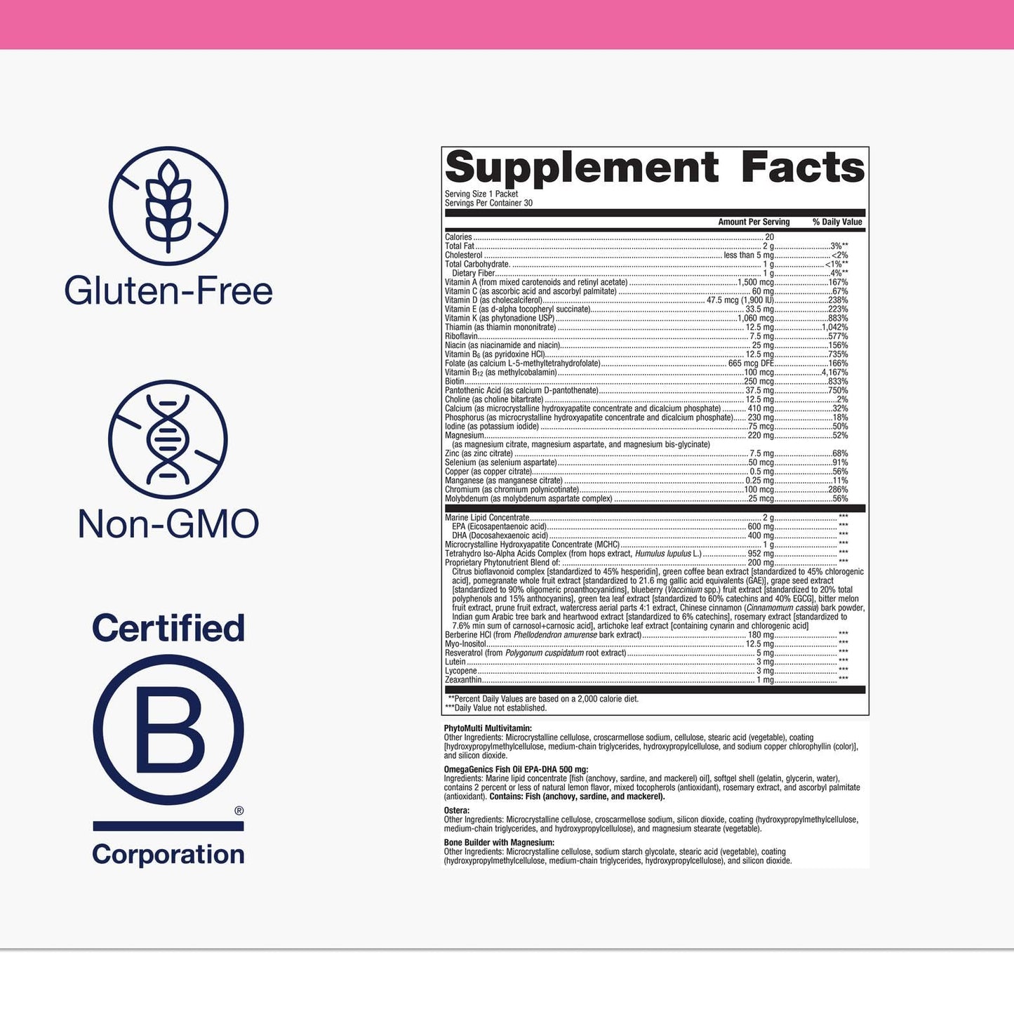 Metagenics Wellness Essentials Women's Prime – Daily Multivitamin & Omega-3 Packets for Menopause Support | Bone, Heart, Brain & Immune Health | Gluten-Free | 30 Pack