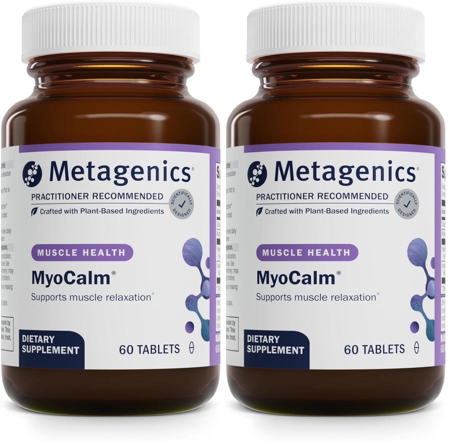 Metagenics MyoCalm: Calcium & Magnesium for Muscle Support with Passionflower & Valerian (Pack of 2, 60 Tablets Each)