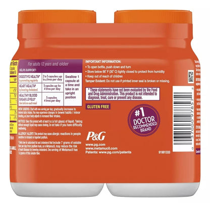 Metamucil Fiber Therapy for Regularity — 340 Capsules | Psyllium Fiber Supplement