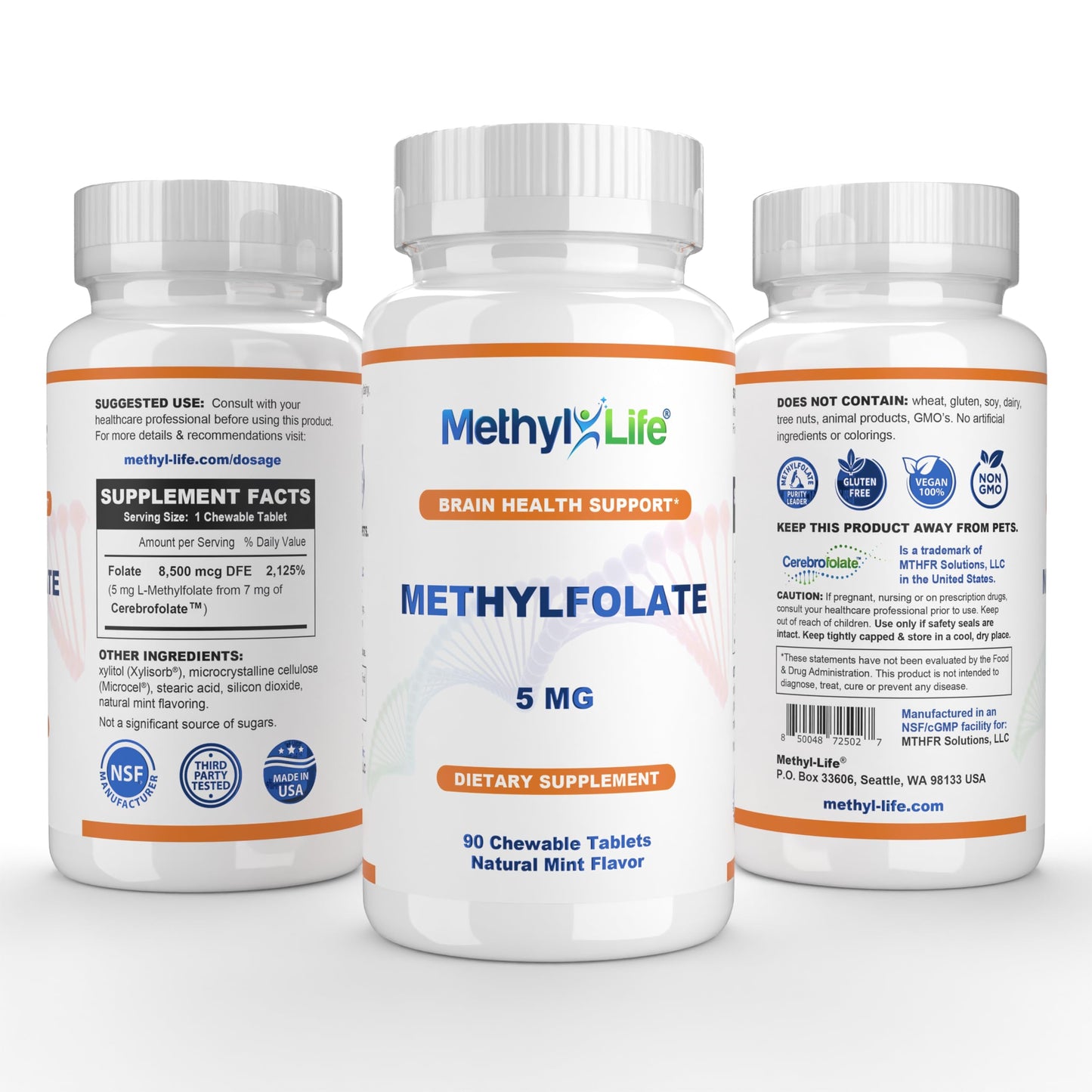 Methyl-Life Purest L-Methylfolate 5 mg – 3 Months Supply | Chewables, Non-GMO, Gluten Free