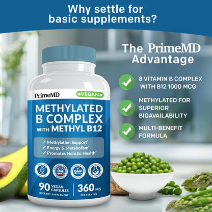 PrimeMD Methylated B Complex with B12 & Methylfolate – 270 Servings (Pack of 3)