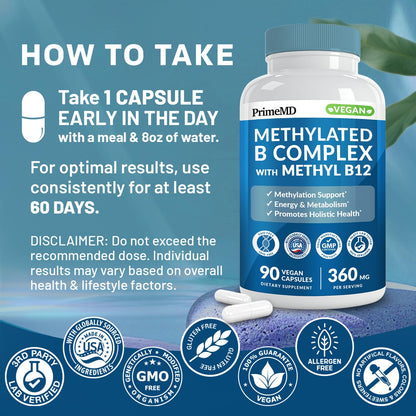 PrimeMD Methylated B Complex with B12 & Methylfolate – 270 Servings (Pack of 3)