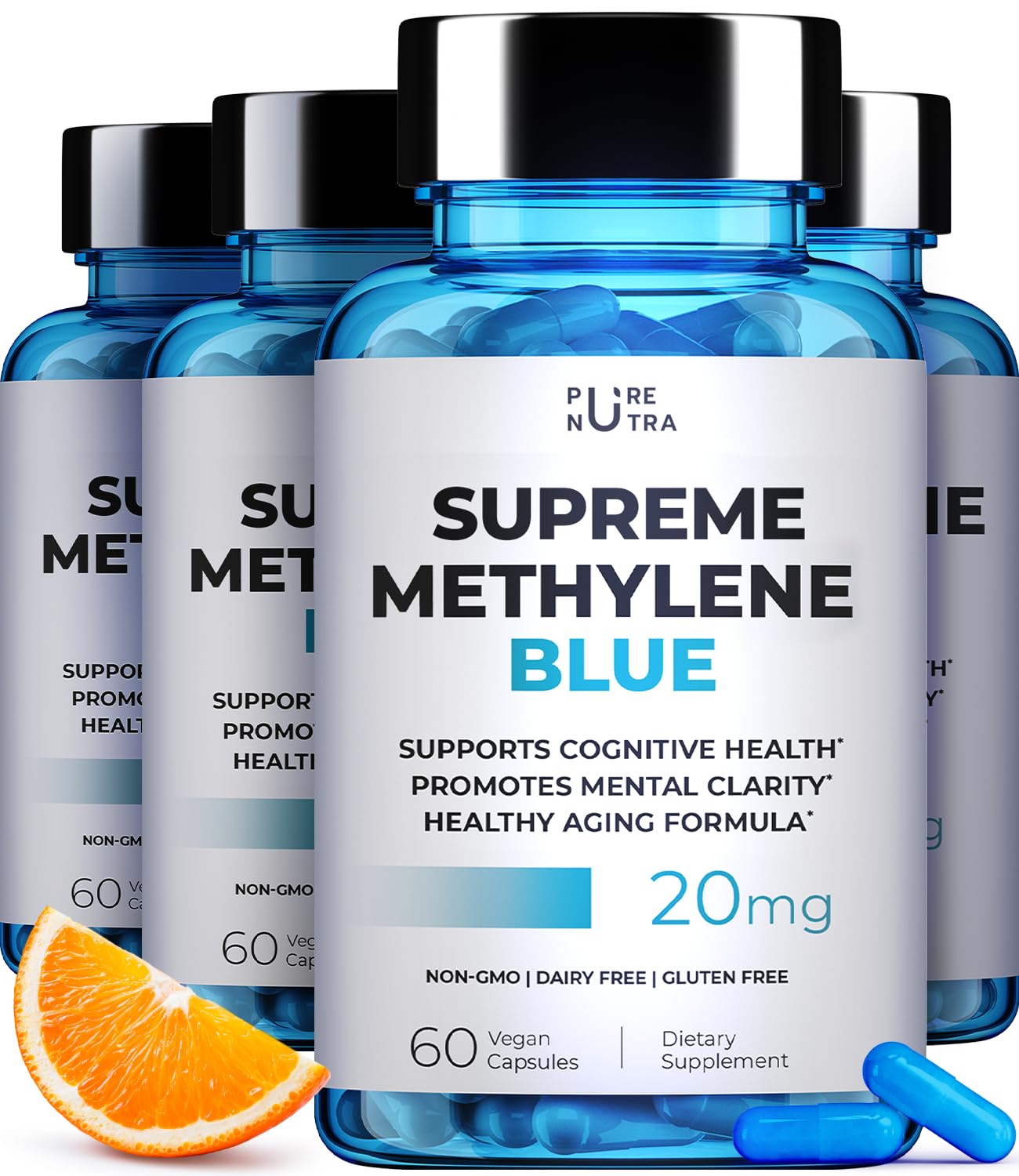 PureNutra Methylene Blue Capsules with Vitamin C Ester – Brain Support & Focus (60 Count)