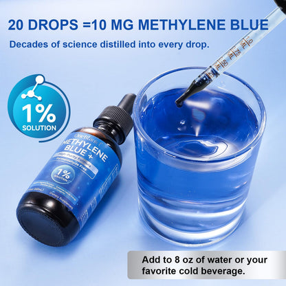 Methylene Blue 1% Solution – Pharmaceutical Grade Drops (2 oz Glass Bottle)