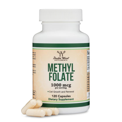 Double Wood Methylfolate 1,000mcg, 120 Capsules – Third-Party Tested