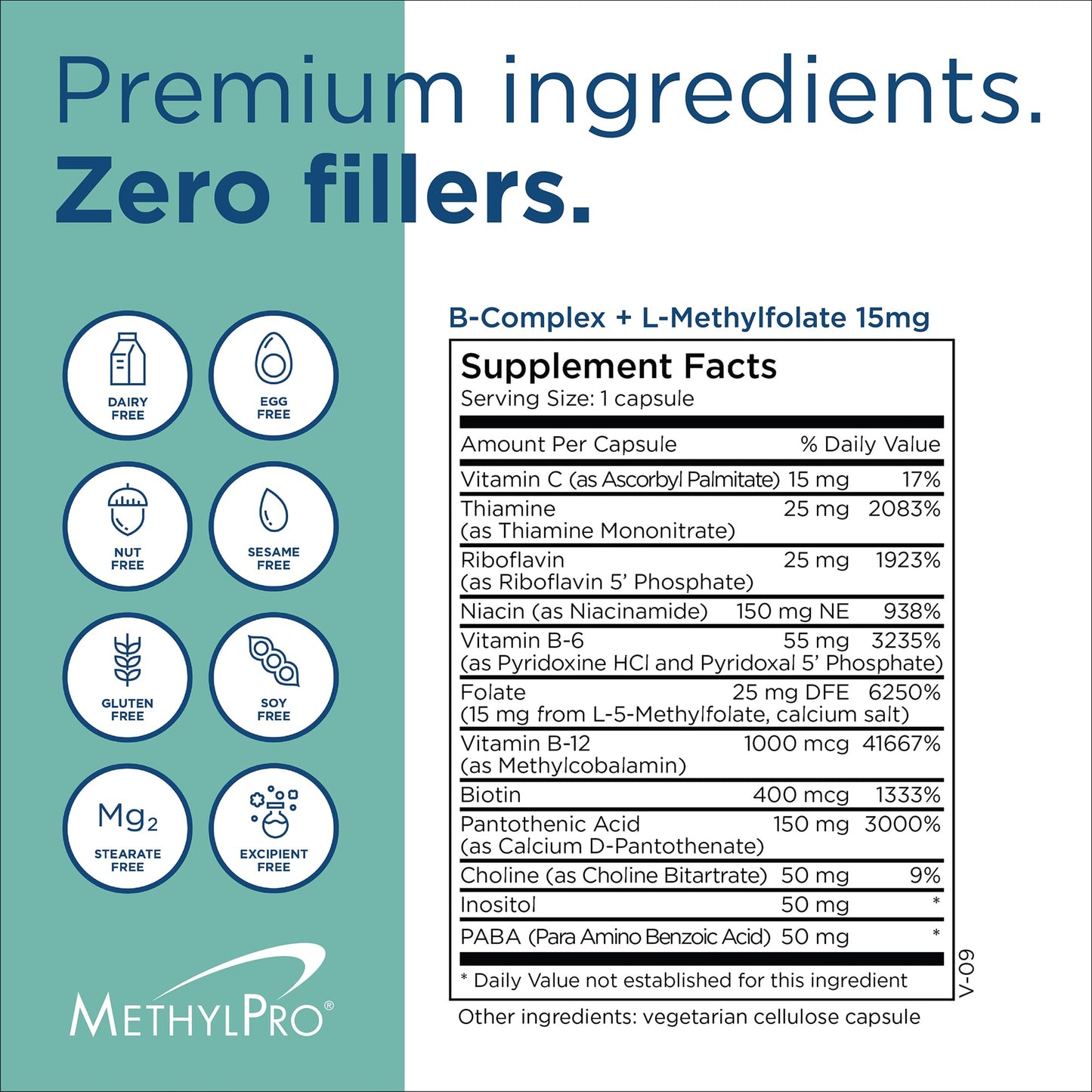 MethylPro B-Complex + L-Methylfolate 15 mg | Vegan B Vitamin Complex for Energy & Nerve Support