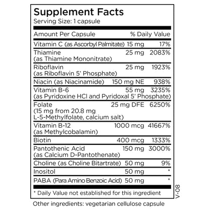 MethylPro B-Complex + L-Methylfolate 15 mg | Vegan B Vitamin Complex for Energy & Nerve Support