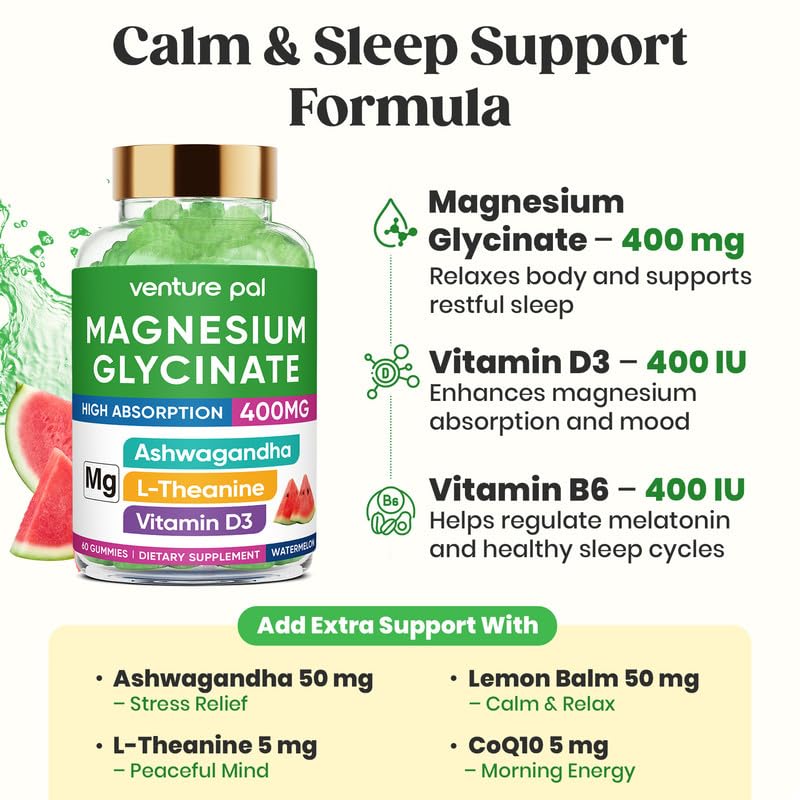 60 Day Magnesium Glycinate Gummies 400mg – Stress Relief, Sleep & Calm