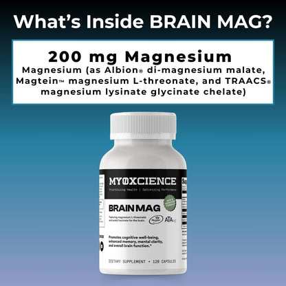 Magnesium L-Threonate + ATA Mag + Magnesium Glycinate | Cognitive Support, Memory & Mental Clarity | 120 Capsules