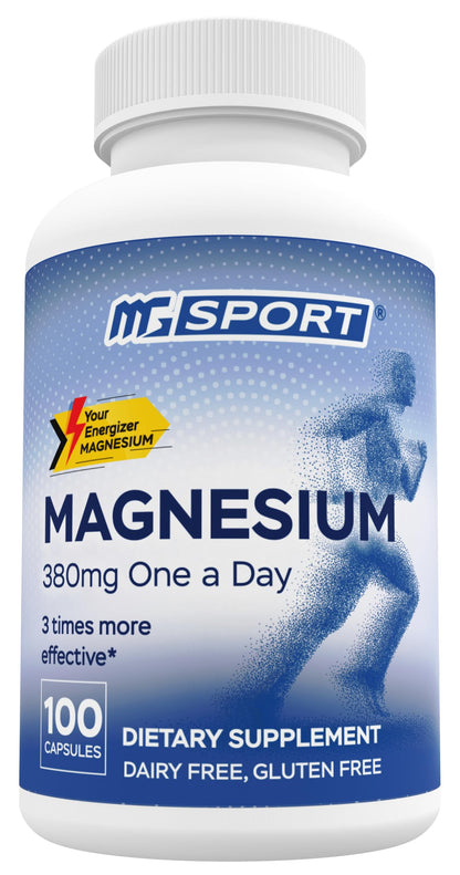 MGSPORT Magnesium Supplement Complex – High Absorption with Vitamin B6, D & E | 100 Servings