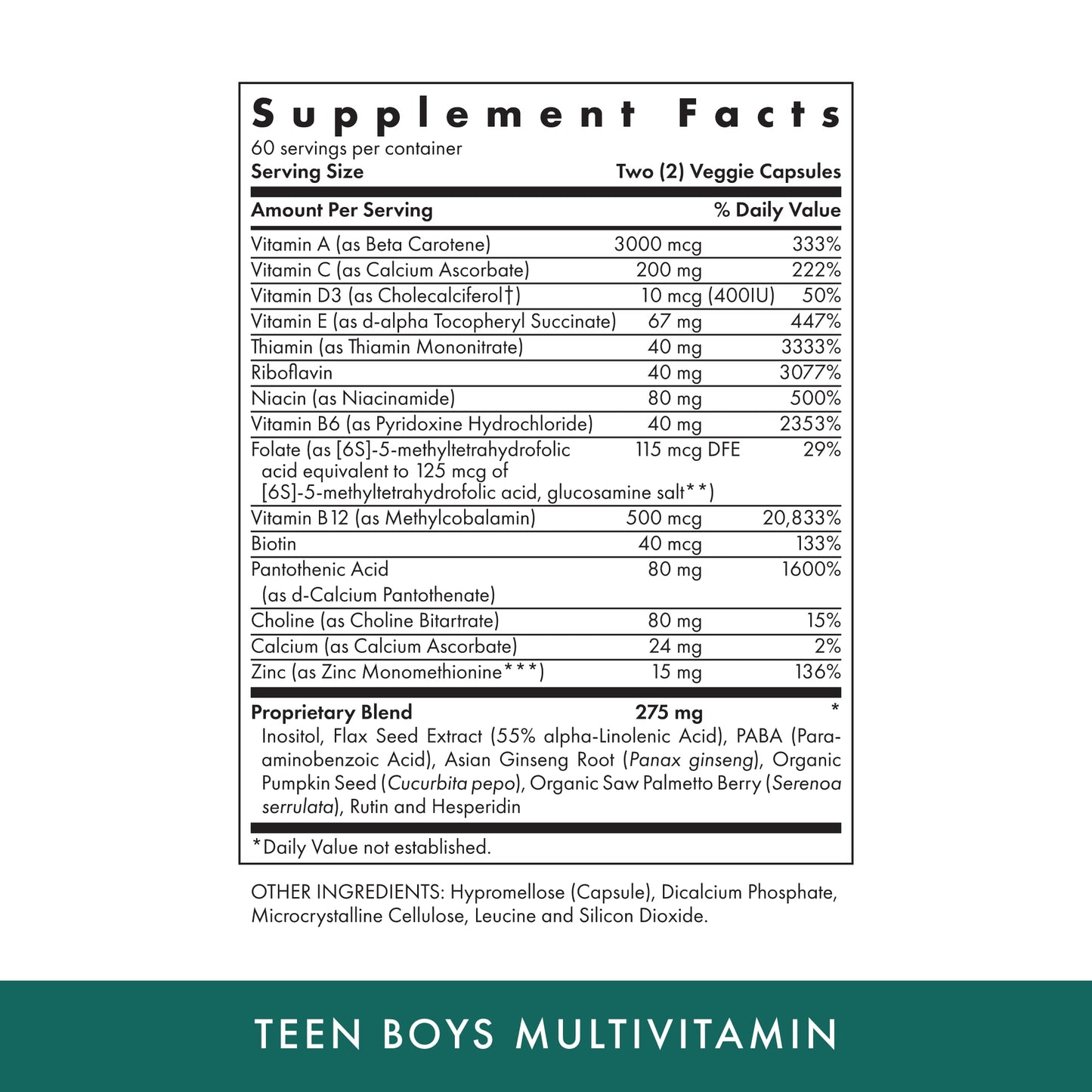 Teen Boys Daily Multivitamin – Michael's Health Naturopathic, 120 Vegetarian Capsules, Kosher