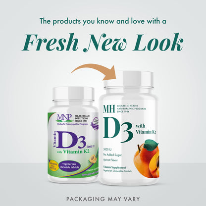 MICHAEL'S Vitamin D3 with K2 – Apricot Flavor, 180 Servings, Vegetarian, No Added Sugar