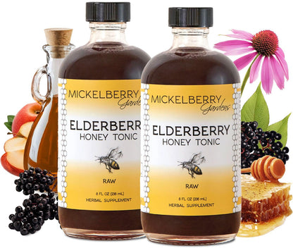 Mickelberry Gardens Elderberry Honey Tonic – 8 oz x 2 Pack | Sambucus Syrup with Elderberry, Honey & ACV