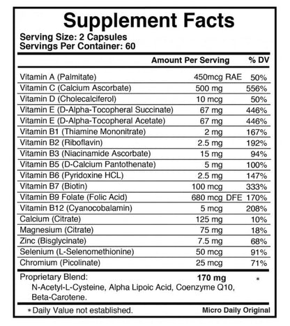 Micro Daily Supplement – MMF Maximum Micronutrient Formula (1 Month Capsule Bottle)