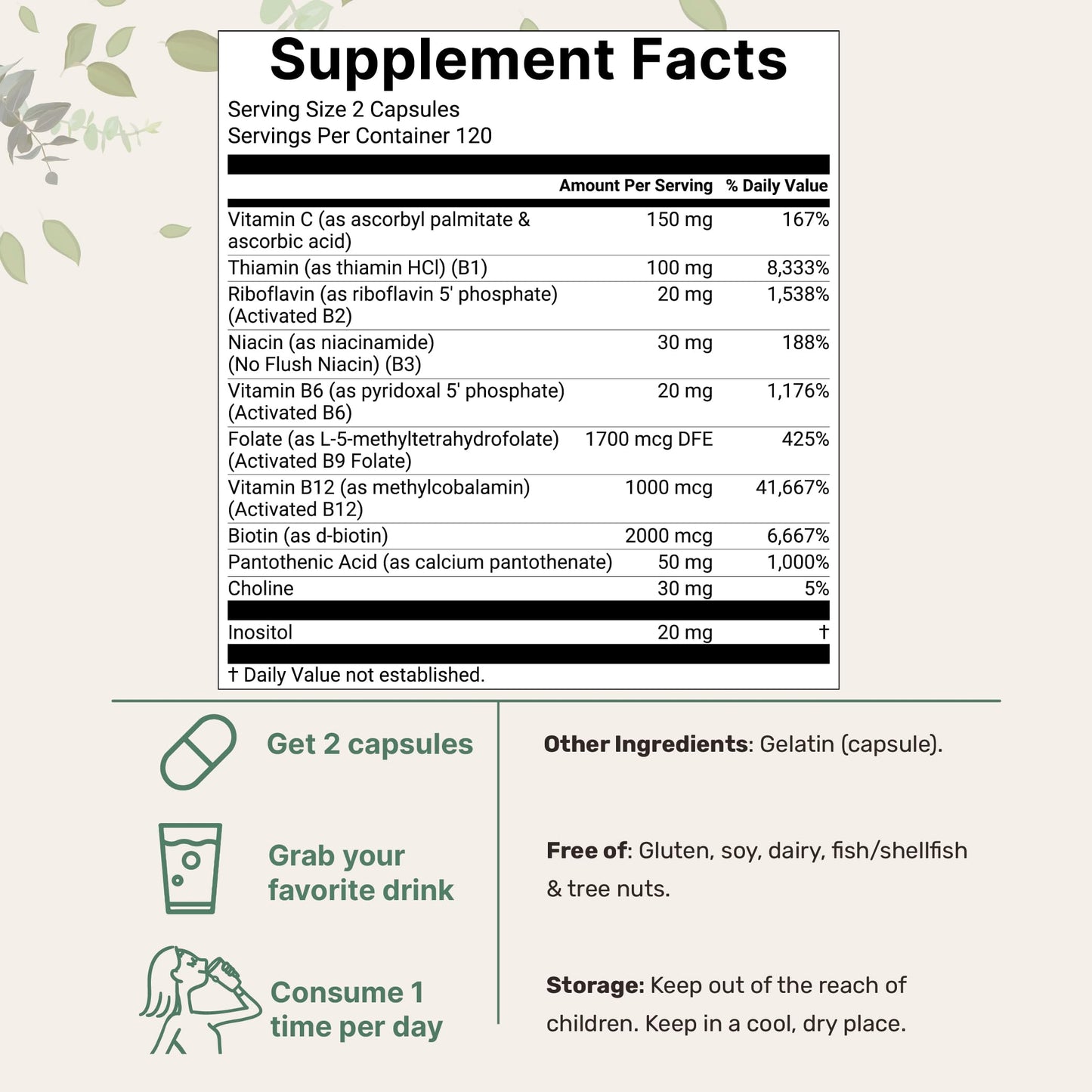 Micro Ingredients 2 Pack Pure Methylated B Complex, 480 Capsules | 11-in-1 Vitamin B Formula + Vitamin C | Non-GMO