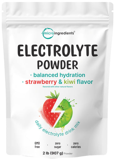 Micro Ingredients Hydration Electrolyte Powder - 2 lbs (106 Servings) | Strawberry Kiwi, 1000mg Potassium, Sugar Free, Keto, Non-GMO