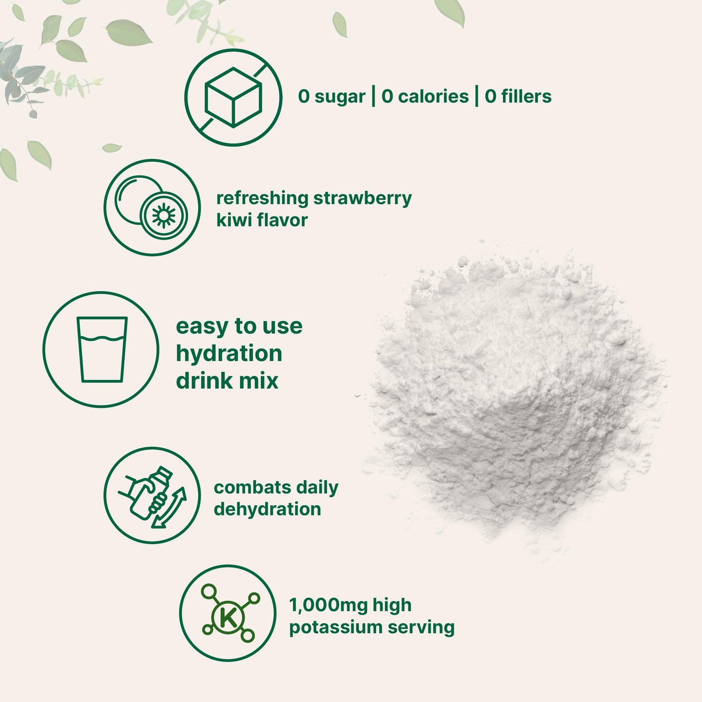 Micro Ingredients Hydration Electrolyte Powder - 2 lbs (106 Servings) | Strawberry Kiwi, 1000mg Potassium, Sugar Free, Keto, Non-GMO