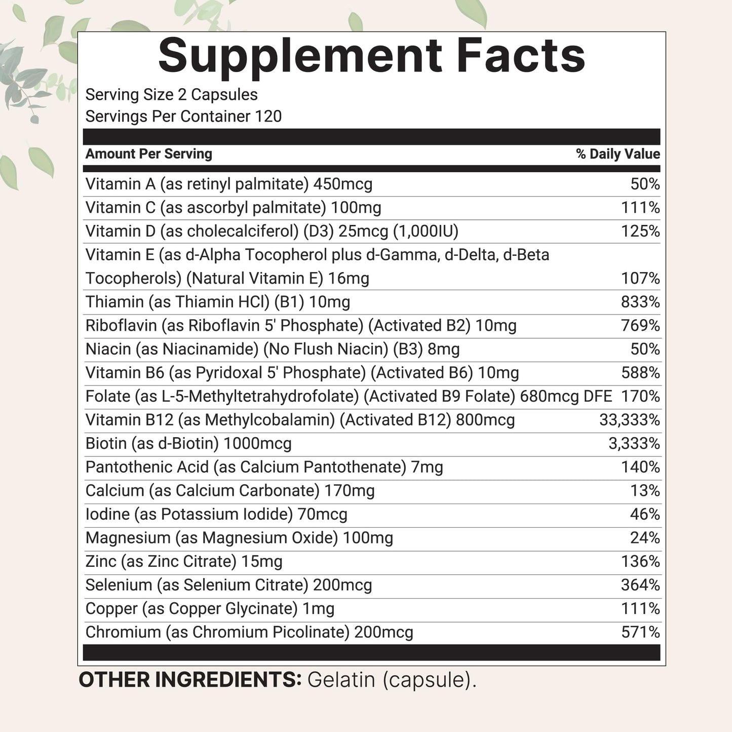 Micro Ingredients 2 Pack Pure Methylated Multivitamin – 19-in-1, 480 Capsules