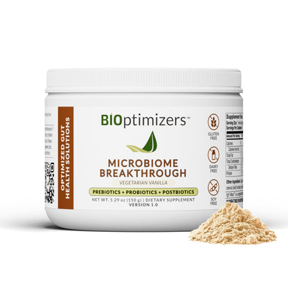 BIOptimizers Microbiome Breakthrough Gut Support Powder – Vanilla, Probiotics & IgY Max