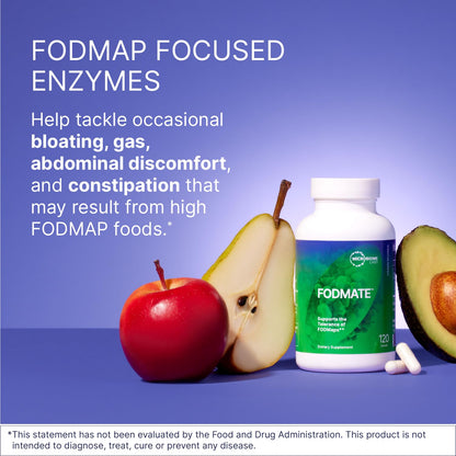Microbiome Labs FODMATE Digestive Enzymes for Women & Men — Low FODMAP Support (120 Capsules)
