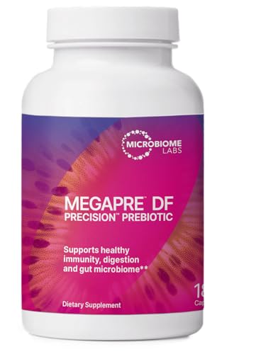 Microbiome Labs MegaPre Prebiotic Fiber Supplement in Vegetable Capsules – Clinically Tested Oligosaccharides for Microbial Diversity (180 Capsules)