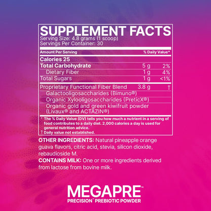 Microbiome Labs MegaPre Prebiotic Fiber Powder – Pineapple Orange Guava (5.5 Oz)