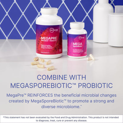 Microbiome Labs MegaPre Prebiotic Fiber Supplement in Vegetable Capsules – Clinically Tested Oligosaccharides for Microbial Diversity (180 Capsules)