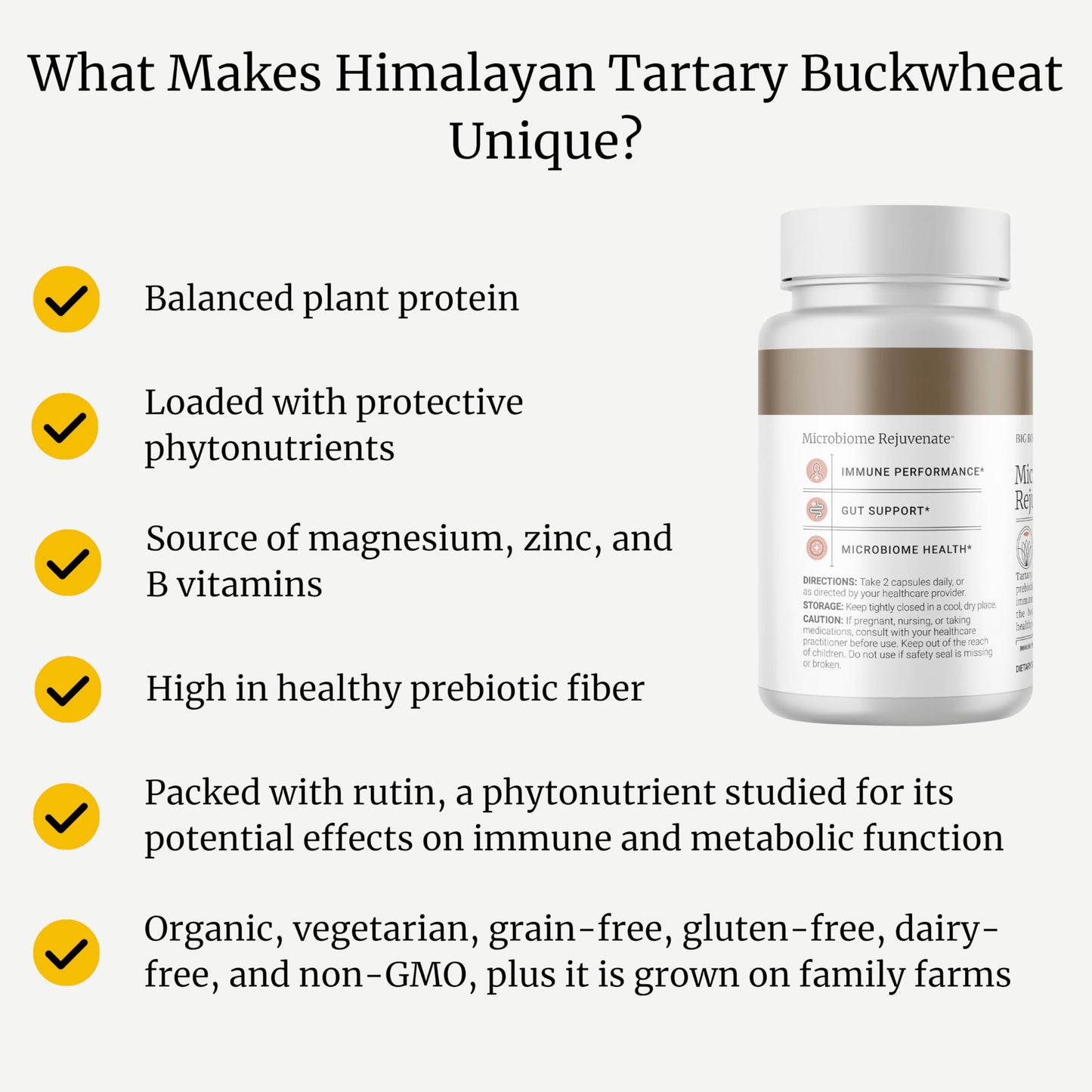 Microbiome Rejuvenate: Prebiotic + Probiotic for Gut Health & Immune Support with Immune-Active Himalayan Tartary Buckwheat