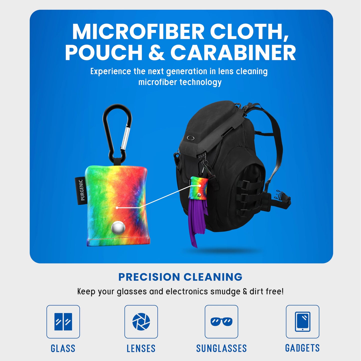 Microfiber Cloths & Glasses Wipes (3 Pack) – Lens & Screen Care (Tie-Dye)