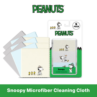 Microfiber Cloth & Glasses Wipes (9 Pack) - Lens & Screen Cleaning Cloths | Snoopy